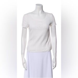 CHANEL CC White Short Sleeve Top